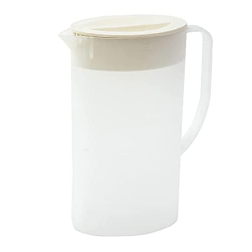 冷水ポット 麦茶 2リットル 1.52リットル 冷水筒 耐熱 大容量 ピッチャー お茶 レモン ウォーターピッチャー 広口設計 熱湯可 透明 ハンドル付き クールスクエア 洗いやすい 蓋付き水差し (1.5L,White)