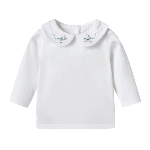 Image of Toddler Kids Girls Boys Basic Peter Pan Collar Tee Shirt T-Shirts Tops Bottom Long Sleeve Solid Blouse