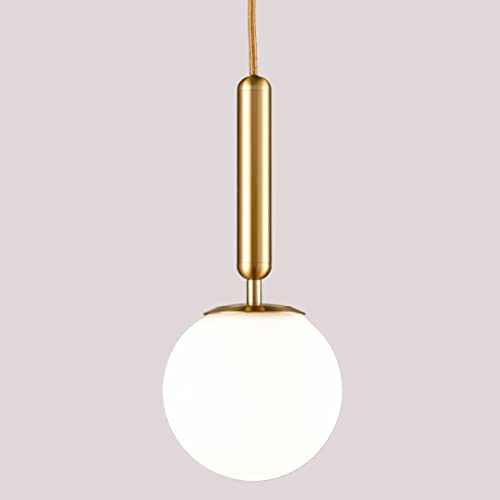 Diryzon Eul Mid Century Modern Globe Pendant Light Opal Glass Hanging Light Fixture Gold Finish #TOP3