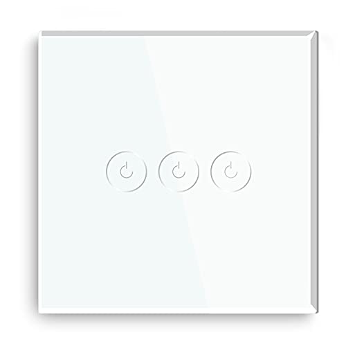 BSEED DIY Touch Glasplatte Nur Kombination 3 Fach mit Musterknopf, f&uuml;r Wandschalter 1/2-Wege Umschalter Touch-Schalter, nur f&uuml;r BSEED Funktionseinsatz geeignet