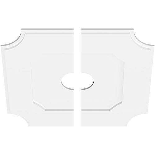 Image of Ekena Millwork CMP28LE2-05000 Locke Architectural Grade PVC Contemporary, Two Piece Urethane Ceiling Medallions 28 inchOD x 5 inchID x 16 3 /4 inchC x 1 inchP