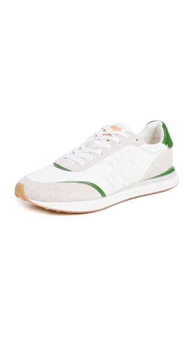 Tory Burch Women's Destiny Trainer Sneakers, White/Purity/Pale Green, 8 Medium US