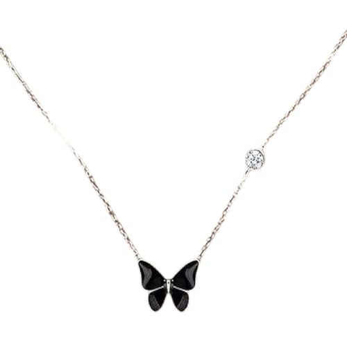 Collier Papillon Noir Argent 925 : un bijou de créateur finement ciselé pour sublimer le cou