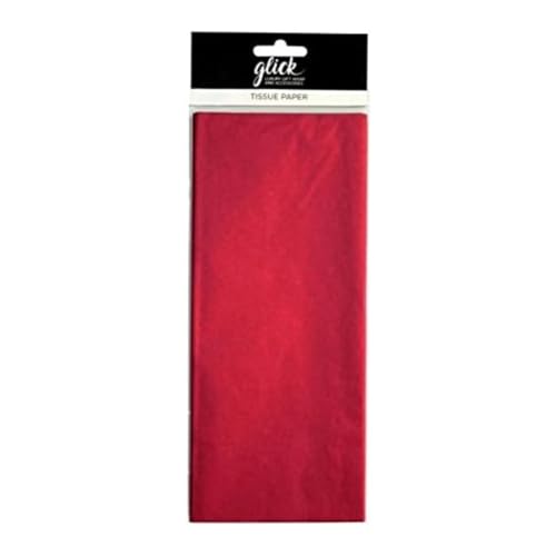 Glick Four Sheets of Red Tissue Paper Each Sheet 750mm x 500mm for Gift Wrapping for Birthday Christmas Valentine and Other Celebrations Red