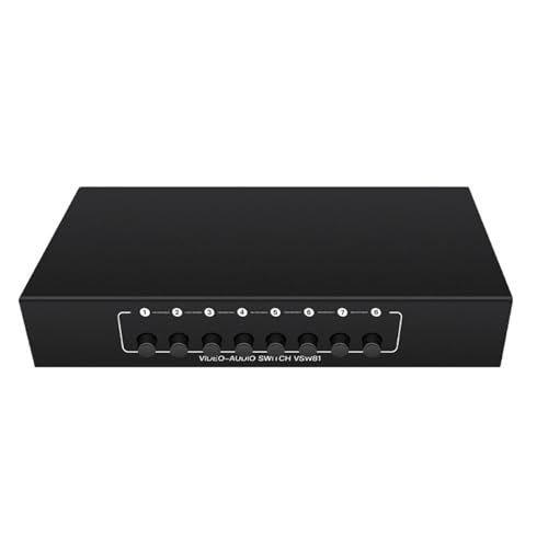 Conmutador AV de 8 puertos con carcasa de metal para video compuesto
