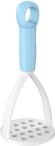 1Pc Blue Potato Masher Uniform Mesh Labor-saving Polypropylene Press-on Style Potato Ricer Puree Kitchen Tool for Home Potato Masher,Easy to Carry and Use Kitchen and Dining Fruit and Vegetable Tools