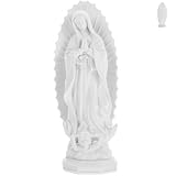 Supvox Kunstharz Marienstatue Miniatur Weiß Marienfigur für Wohnzimmer Kirchen Deko Stabile Skulptur mit Harmonischem Design