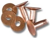 1lb Solid Copper Rivets & Burrs Knifemaking #9 X 1" Post