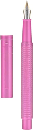 Asvine Hongdian 1851 Pink Forest Fountain Pen Medium Nib, Classic Design with Converter and Metal Pen Case