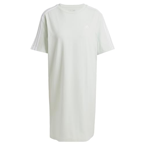 adidas Damen Essentials 3-Stripes Single Jersey Boyfriend Tee Dress, Linen Green F22, S