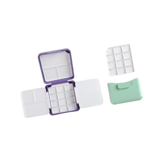 SM SunniMix Watercolor Palette with Washing Bucket with Mixing Area Mini for Beginner Paint Pallet Travel for Acrylic Painting Graffiti, Violet