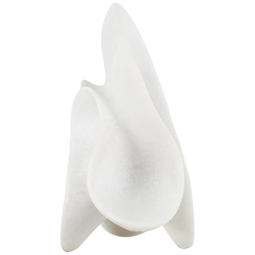 Sculpture abstraite ondulée blanche Deco 79 en polystone texturé de 30 cm