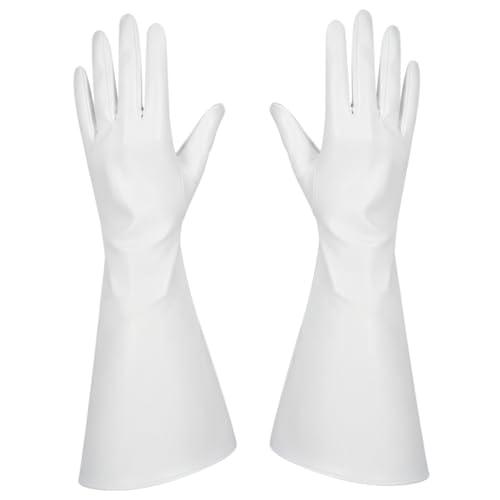 Guantes Gauntlet blancos de cuero PU largo de 15 pulgadas con manga de cosplay