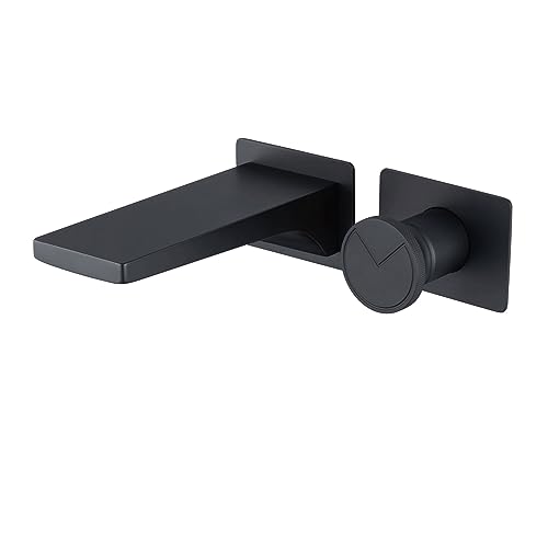Robinet en laiton de luxe pour salle de bain mitigeur encastré mural noir mat à poignée unique