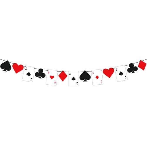 Image of Hooqict Poker Party Banner Casino Theme Party Decorations Banner Garland Sign for Las Vegas Poker Game Night Casino Birthday Decorations Supplies