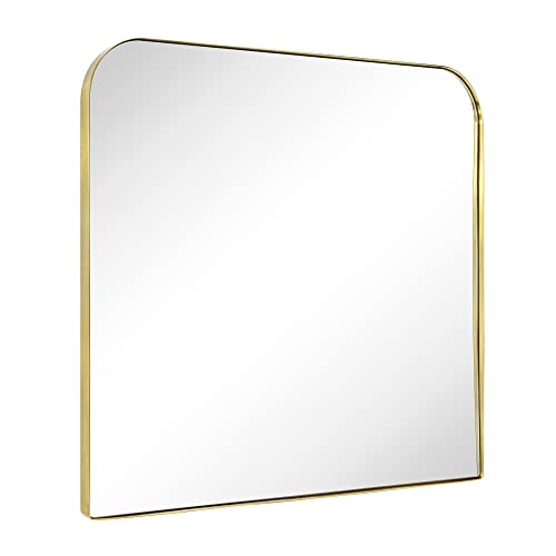 Vana Nala 30X34'' Brushed Gold Arched Mirror Arch Brass Metal Framed Mirror #TOP1