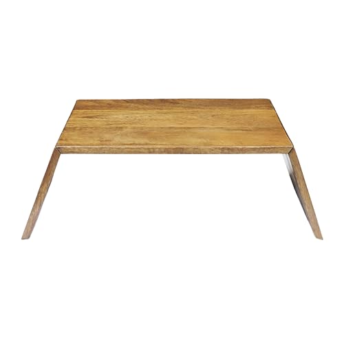 Image of Wooden Bed Table: Rustic Foldable Breakfast & Laptop Serving Tray | Multipurpose Portable Desk