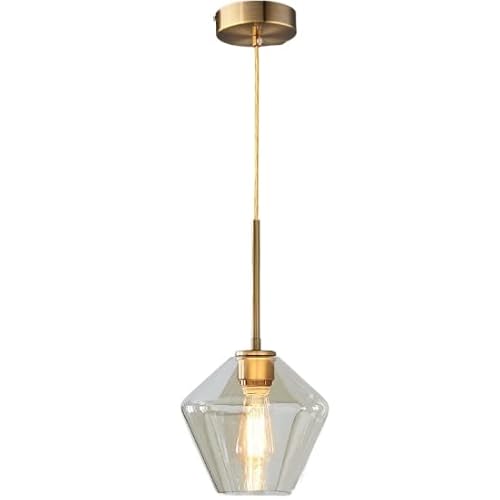 AXWT Suspension en Verre E27 American Loft Restaurant Lustre Réglable Rétro Industriel Tête Unique Comptoir Plafonnier Entrée Lampes Suspendues Décoratives Cover