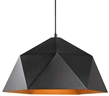 Lustre diamant en fer forgé noir 46cm, suspension géométrique moderne pour salle à manger