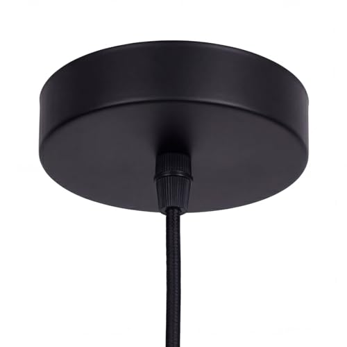 Lámpara de mimbre tejida a mano con detalles de metal negro para decoración elegante 6