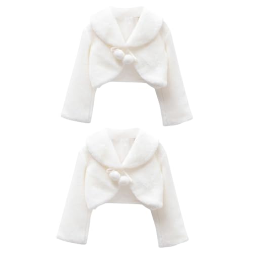 2 Pcs Children Winter Tippet Sleeve Cape Winter Coats for Christmas Dress Wedding Dress up Girl Jacket Plush Winter Cape White/896