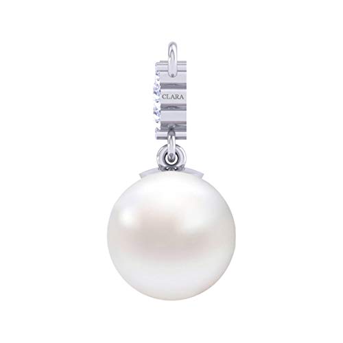 Image of Clara 925 Sterling Silver Pearl Pendant Necklace with Chain | Platinum Plated | Minimal Daily Wear | Gift for Women & Girls