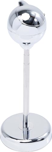 Kare Design Standing Ashtray, Spheric, Chrome, Outdoor Use, Height Adjustable, Stainless Steel, Retro, Modern Pedestal Ashtray with Lid, Terrace, Balcony, Garden, 72 x 14 x 14 cm (H x W x D)