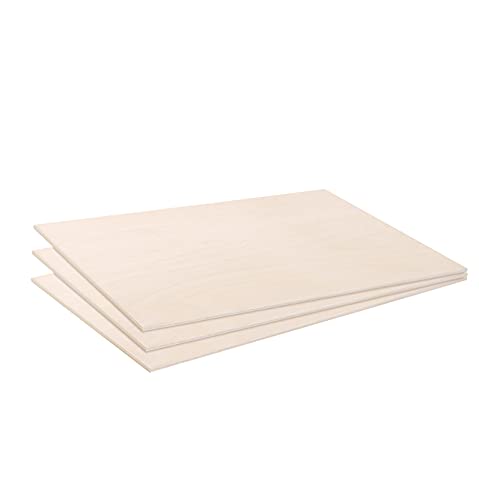 Creative Deco 3 x A4 Tablero Madera Contrachapado | 300 x 210 x 3 mm (+/- 0.5mm) | Manualidades Chapa Maciza Abedul para Bricolaje | Ideal para Pirograbado, Corte por Laser, CNC Router, Modelado