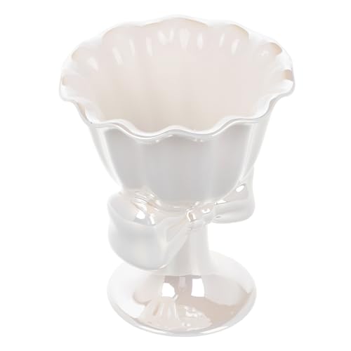 DECHOUS coppa gelato con fiocco Coppa di gelati di alto piedi sottobicchiere Tazza gelato creativa con fiocco Tazza dolci creativa con design fiore tazze da caffè creative uniche ciotolina