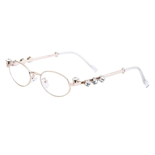 Lunettes de soleil ovales femmes monture métal diamant tendance mode