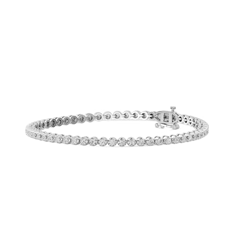 GILDED 2-3 Carat Round Lab Grown Diamond Diamond Tennis Bracelets for Women | Sterling Silver Bracelet | Fine Jewelry for Her | Timeless Design | Gift Box Included