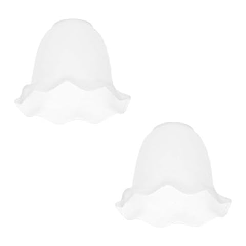 FLAMEER 2pcs E27 Clear Replacement Glass Bell Pendant Lamp Shade Frosted Shade 16.5x12.5cm Cover