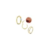 MODRSA 3 aretes de oro para cartílago para mujer, joyería de piercing de hélice, ópalo pequeño, doble tragus, aro de cartílago, aretes de segundo agujero para mujer, 18 g, anillo de tabique, aro de