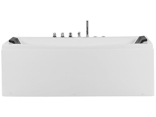 Baignoire Balnéo en Acrylique Blanc avec Fonction Hydromassage 2 Appui-Têtes et Éclairage LED intégré pour SPA à Domicile Beliani