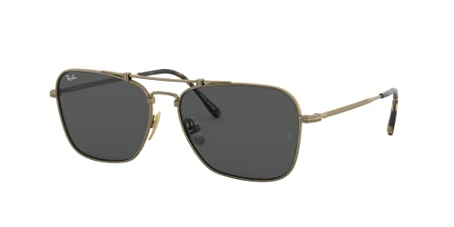 Ray-Ban Rb8136 Caravan Titanium Square Sunglasses, Demi Gloss Antique Gold/Grey, 58 mm