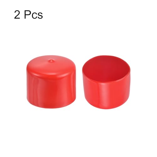 Image of uxcell 2pcs Rubber End Caps 54mm(2 1 /8 inch) ID Vinyl Round Tube Bolt Cap Cover Screw Thread Protectors Red, 40mm Height