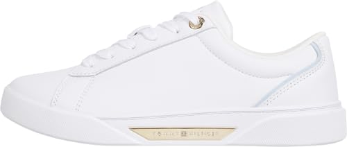 Tommy Hilfiger Damen Court Sneaker Chic aus Leder, Weiß (White), 37