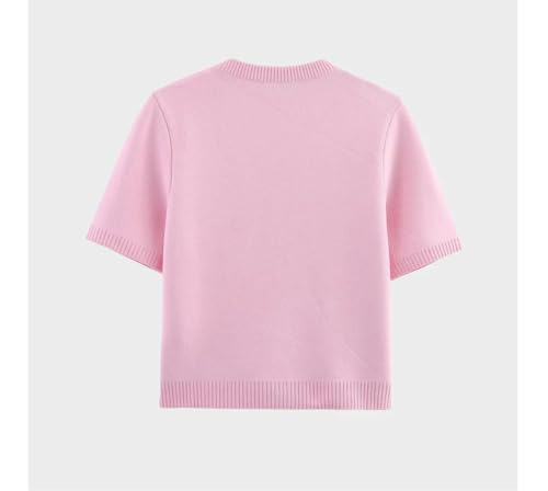 Women's 2 Piece Sweater Skirt Set Round Neck Short Sleeve Buttons Knitted Cardigan Bodycon Mini Skirt3