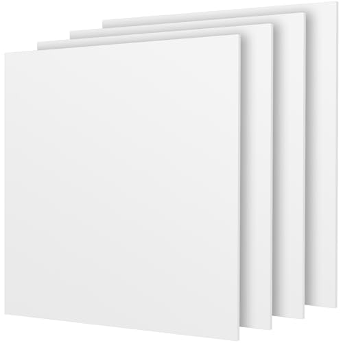 Image of 4 Pack 12 x 12 Inch HDPE Sheets, 1 /4 Inch White HDPE Sheet Plastic Polyethylene Board, Ultra High Molecular Weight Sheets for Office, Home, Industrial Environment