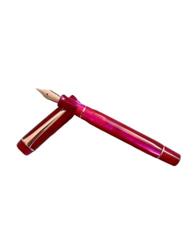 Stylo-plume anti-fatigue en acrylique rouge marbré pour une écriture fluide