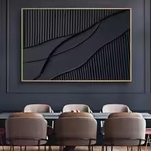 Tableau mural abstrait noir solution déco salon moderne chic 70x100