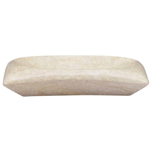 Espacio reducido resuelto con el lavabo rectangular de mármol crema 4