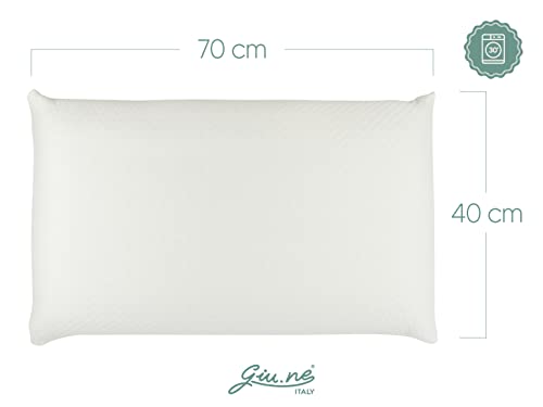 GIU.NE® - Novità Cuscino per Adulti Memory Foam 100% LAVABILE - ottimo per la Cervicale - sempre pulito e igenizzato - Sfoderabile - Modello Saponetta 70x40x12 - Ultra Comfort