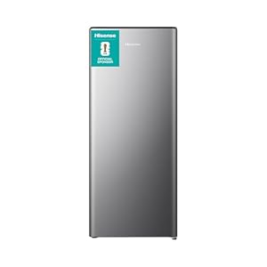 Hisense RR220D4BDE 52cm Freestanding Retro Fridge - 165-litre capacity with 4 star Ice box- Auto Defrost - Wine Rack - Silver - E Rated, H128 x W51.9 x D51.3