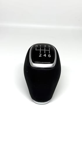 Image of Genuine Leatherise Gear Lever Knob for Hyundai Verna /Venue Black with Silver Ring 6Gear 43711F2300VCS