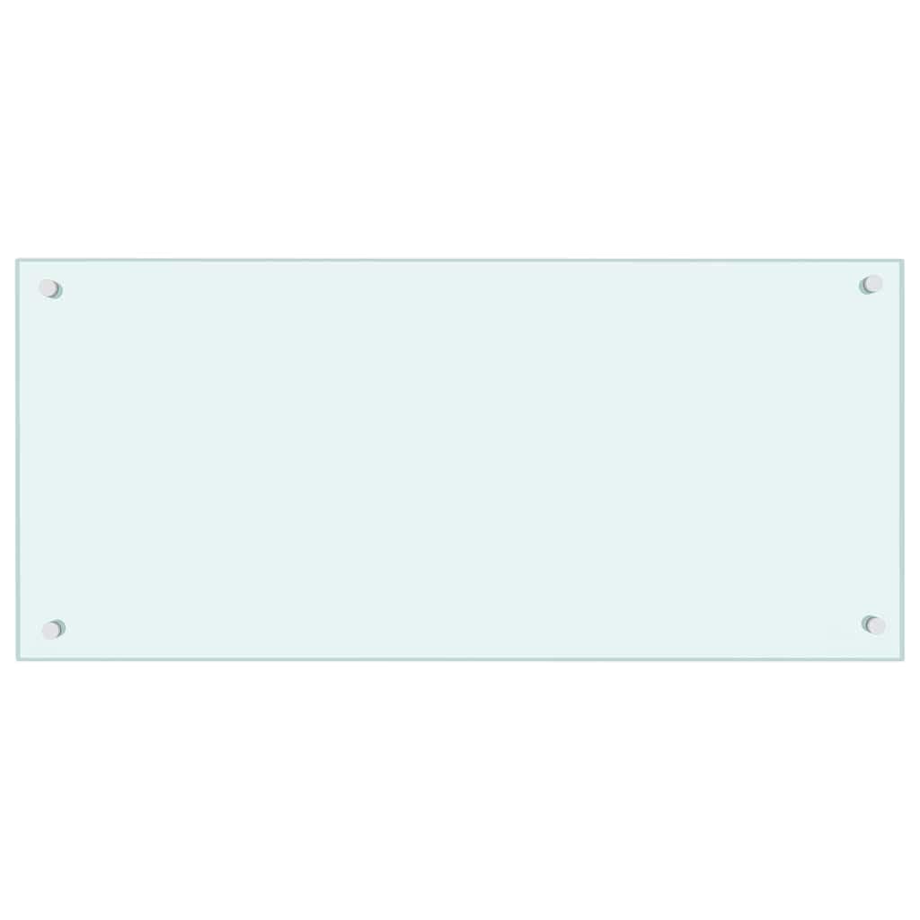 vidaXL Tempered Glass Kitchen Backsplash - White, Scratch-Resistant, Easy-Clean, 35.4