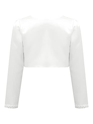 CHICTRY Kids Girls Shrug Bolero Beads Lace Long Sleeve Wedding First Communion Open Cardigan2