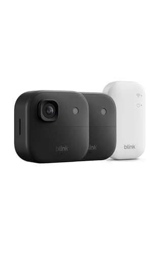 Blink Außenkamera 2K+ (neueste Generation) – Kabellose, intelligente Sicherheitskamera, 2K-Videoauflösung, bis zu zwei Jahre Batterielaufzeit. Sync-Basismodul enthalten – 2-Kamera-System, Schwarz