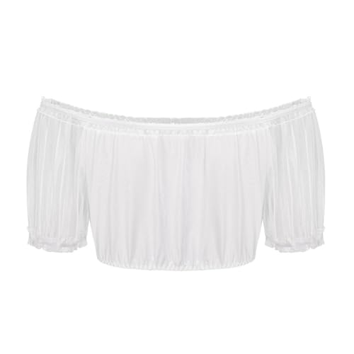 Dirndl robe carnaval blanche chic avec encolure élastique et manches bouffantes - 2