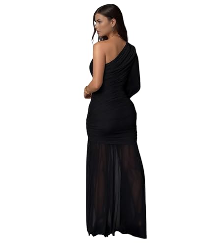 Image of Jigfar Women's Sexy Elegant Rhinestone Embellished Velvet Party Club Night Bodycon Formal Evening Maxi Dress